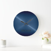 Metallischer dunkelblauer Edelstahl-Metallblick Große Wanduhr (Zuhause)