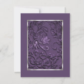 Metallischer Ebossed Look Damask in Pflaum Save The Date (Vorderseite)