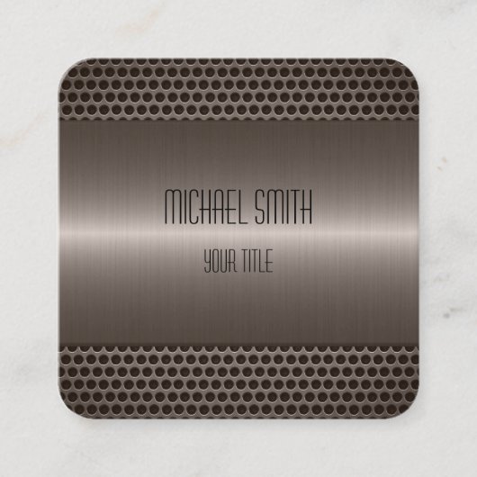 Metallischer Edelstahlaussehen Quadratische Visitenkarte (Vorderseite)