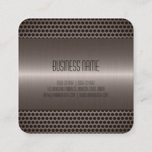 Metallischer Edelstahlaussehen Quadratische Visitenkarte (Rückseite)
