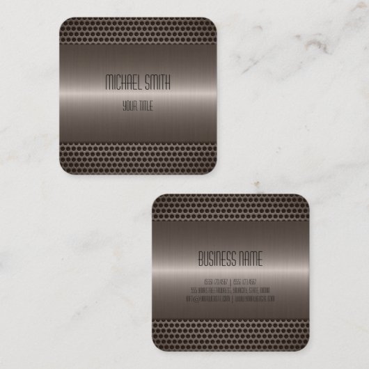 Metallischer Edelstahlaussehen Quadratische Visitenkarte (Vorne/Hinten)