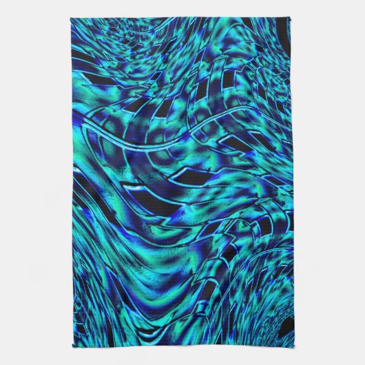 Metallischer Effekt mit blau-grün gekröntem Bild Geschirrtuch (Vertikal)