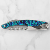 Metallischer Effekt mit blau-grün gekröntem Bild Kellnermesser (Rückseite)