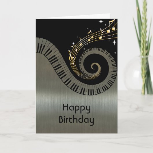 Metallischer Effekt Piano Keys Gold Music Karte (Vorderseite)