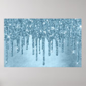 Metallischer Eisblauer Tropfen | Glitzy Glam Glitz Poster (Vorne)
