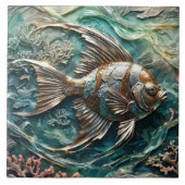 Metallischer Engelfisch Meeresleben Dekor Fliese (Vorderseite)