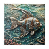 Metallischer Engelfisch Meeresleben Dekor Fliese (Vorderseite)