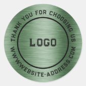 Metallischer Forest Green Textur Custom Text Runder Aufkleber (Vorderseite)