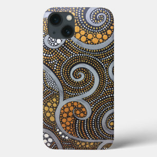 Metallischer gemalter Boho Wirbel und Punkte Case-Mate iPhone Hülle