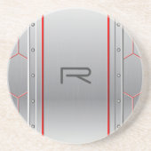 Metallischer geometrischer roter Akzent Getränkeuntersetzer (Vorne)