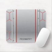 Metallischer geometrischer roter Akzent Mousepad (Mit Mouse)