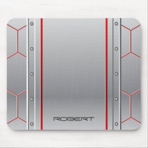 Metallischer geometrischer roter Akzent Mousepad