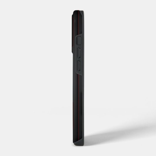 Metallischer geometrischer schwarzer Texturrot Akz iPhone Hülle (Linke Seite)