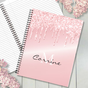 Metallischer Glitzer für Monogramm Rosa Driving Notizblock