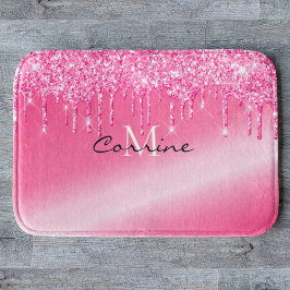 Metallischer Glitzer (Teppich) mit heißrosa Tropfe Badematte