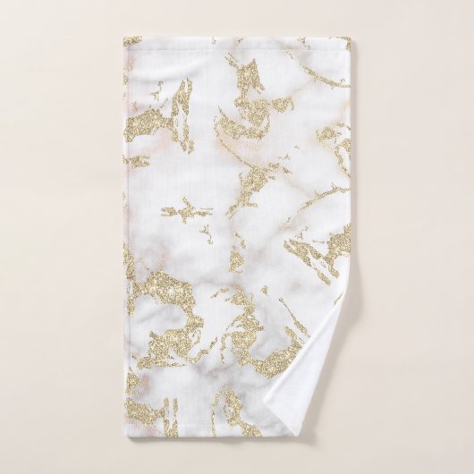 Metallischer Glitzer und Edelmarmor Badhandtuch Set (Handtuch)