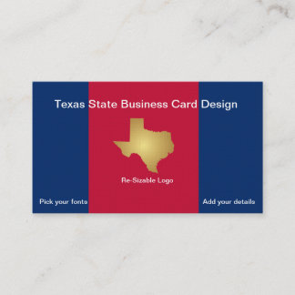 Metallischer Gold-Staat von Texas Visitenkarte