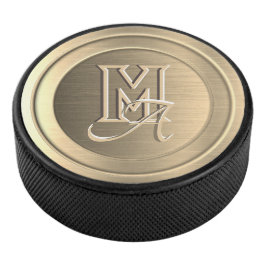 Metallischer Gold-Stahl (imitiert), eingraviert Eishockey Puck