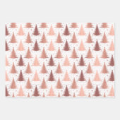 Metallischer Gold Weihnachtsbaumen Muster Glitzer Geschenkpapier Set (Vorderseite 3)