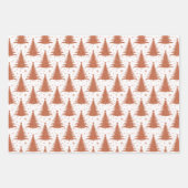 Metallischer Gold Weihnachtsbaumen Muster Glitzer Geschenkpapier Set (Vorderseite 2)