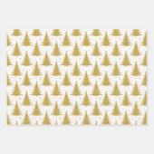 Metallischer Gold Weihnachtsbaumen Muster Glitzer Geschenkpapier Set (Vorderseite)