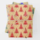 Metallischer Gold Weihnachtsbaumen Muster Glitzer Geschenkpapier Set (Beispiel)