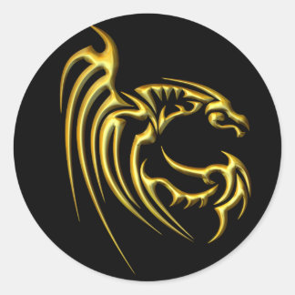 Metallischer Golddragon Runder Aufkleber