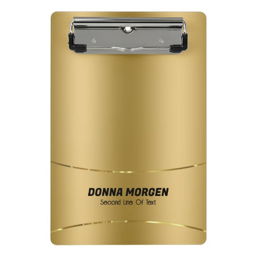 Metallischer goldener Hintergrund und Streifenrahm Mini Klemmbrett (Vorderseite)
