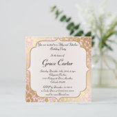 Metallischer goldener Rosen-Rosa-Geburtstag laden Einladung (Stehend Vorderseite)