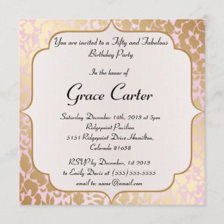 Metallischer goldener Rosen-Rosa-Geburtstag laden Einladung