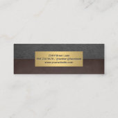 Metallischer Goldrahmen | Grauleder | Braune Textu Mini Visitenkarte (Rückseite)