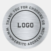 Metallischer Grautextur - benutzerdefinierter Text Runder Aufkleber (Vorderseite)