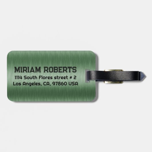 Metallischer Grüne Textur Benutzerdefinierter schw Gepäckanhänger (Rückseite horizontal)
