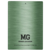 Metallischer Grüne Textur Benutzerdefinierter schw Klemmbrett (Rückseite)