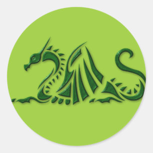 Metallischer grüner Drache Runder Aufkleber