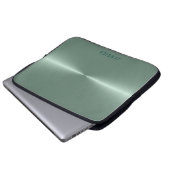 Metallischer, grüner Edelstahl-Look Laptopschutzhülle (Vorne Knopf)