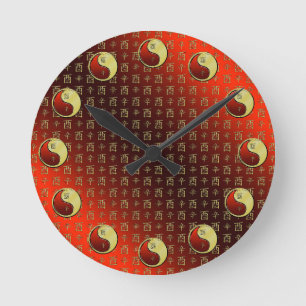 Metallischer Hahn Runde Wanduhr