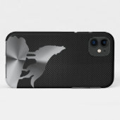 Metallischer Heulenwolf mit Kohlenstofffaser Case-Mate iPhone Hülle (Rückseite (Horizontal))
