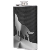 Metallischer Heulenwolf mit Kohlenstofffaser Flachmann (Links)