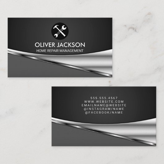 Metallischer Hintergrund | Hardware-Tools Visitenkarte (Vorne/Hinten)
