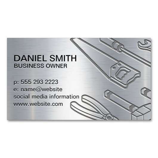 Metallischer Hintergrund | Industrielle Werkzeuge Magnetische Visitenkarte (Vorderseite)