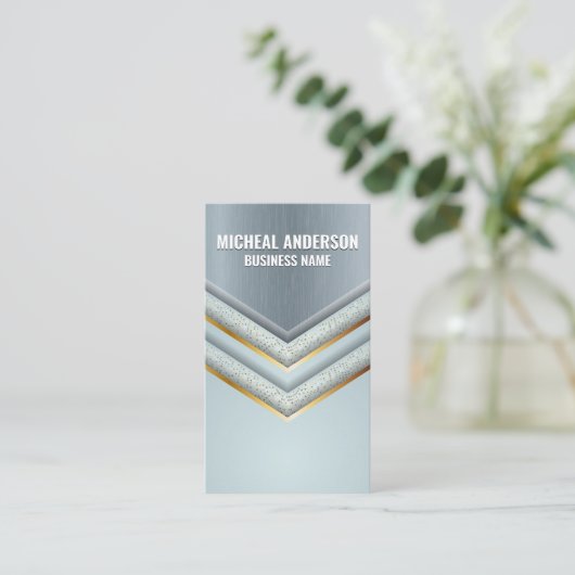 Metallischer Hintergrund | Luxus Formen Business C Visitenkarte (Stehend Vorderseite)