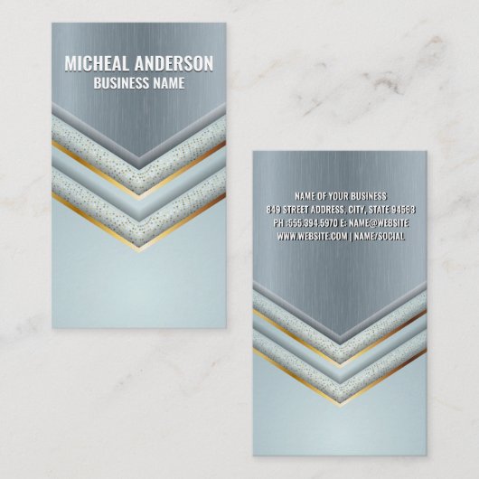 Metallischer Hintergrund | Luxus Formen Business C Visitenkarte (Vorne/Hinten)