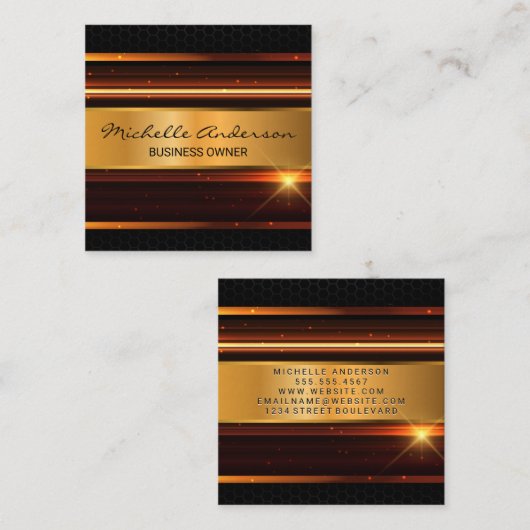 Metallischer Hochglanzhintergrund Quadratische Visitenkarte (Vorne/Hinten)