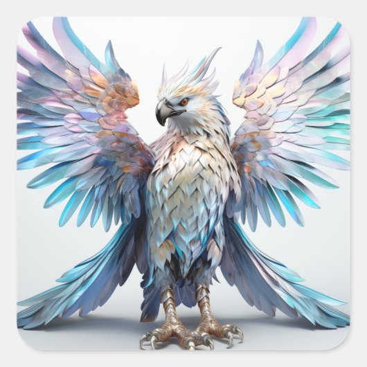 Metallischer Iridescent Eagle Quadratischer Aufkleber (Vorderseite)