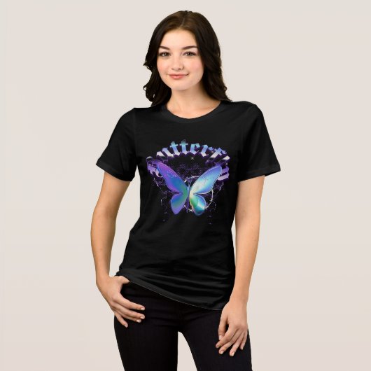 Metallischer Iris-Schmetterling  Tri-Blend Shirt (Vorderseite voll)