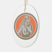 Metallischer Kameramann, der Film-Videokamera Circ Keramik Ornament (Links)