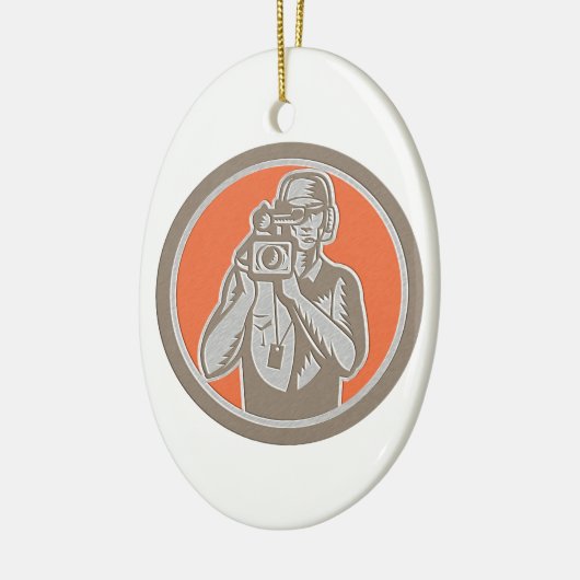 Metallischer Kameramann, der Film-Videokamera Circ Keramik Ornament (Links)