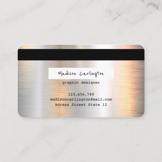 Metallischer Kreditkartenstil Visitenkarte (Rückseite)