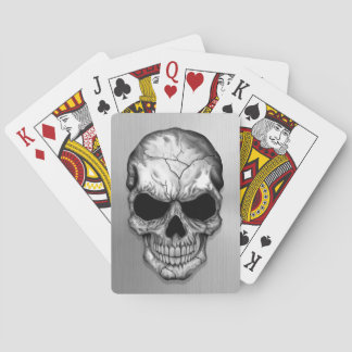 Metallischer Kristallschädel auf Edelstahleffekt Spielkarten